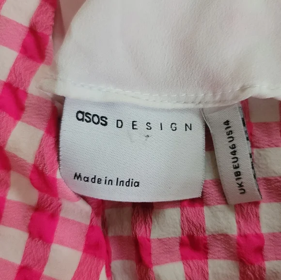 ASOS Pink & White Gingham Mini Dress 14 - Picture 4 of 4